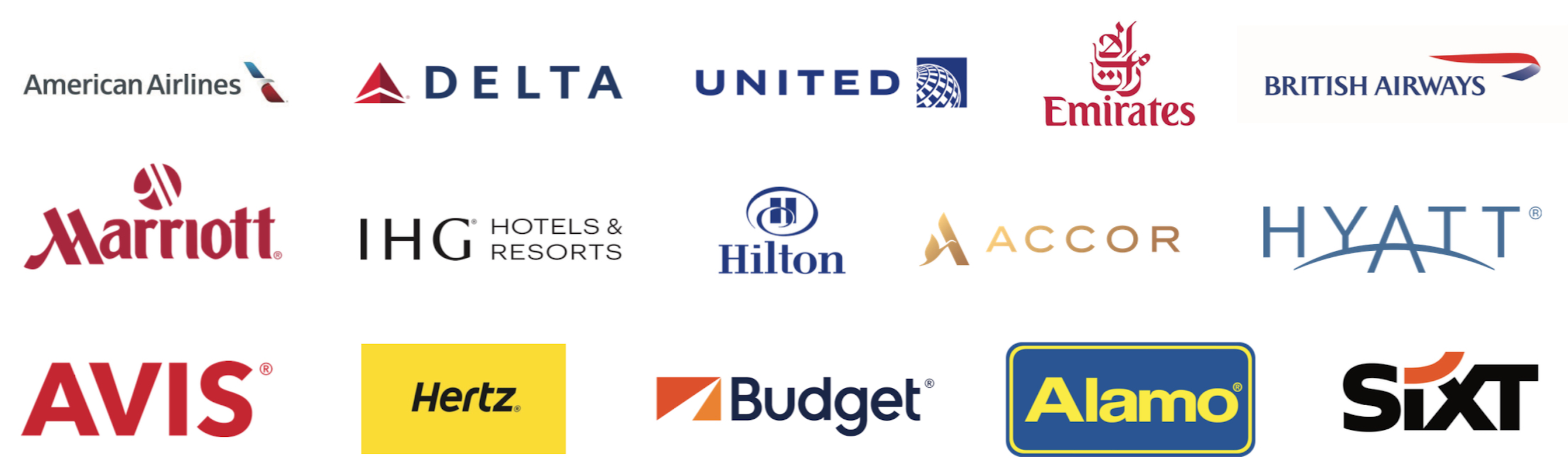 TripGift travel partners American Airlines United Airlines Delta Airlines Marriott IHG Hilton Accor Hotels Hertz Avis Enterprise Alamo 